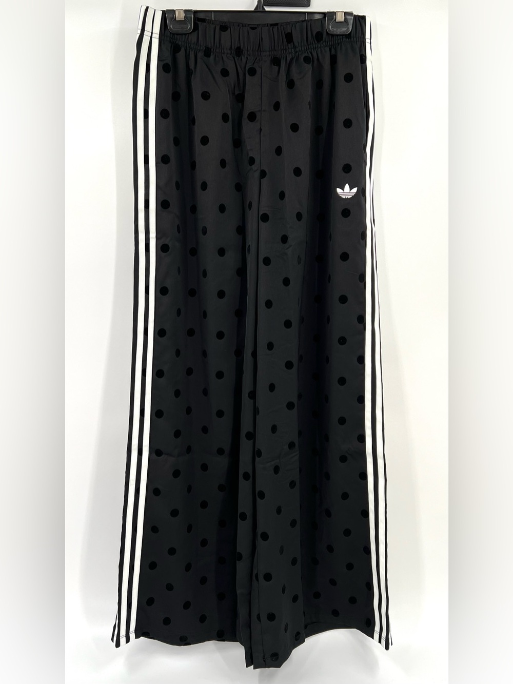 Adidas Originals Women’s BLACK SATIN POLKA DOTS WIDE LEG PANT - Picture 4 of 6